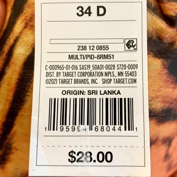 Shade & Shore Tiger Print Triangle Bikini Top Bathing Swim 34D 34DD 36C 36D - Picture 9 of 13